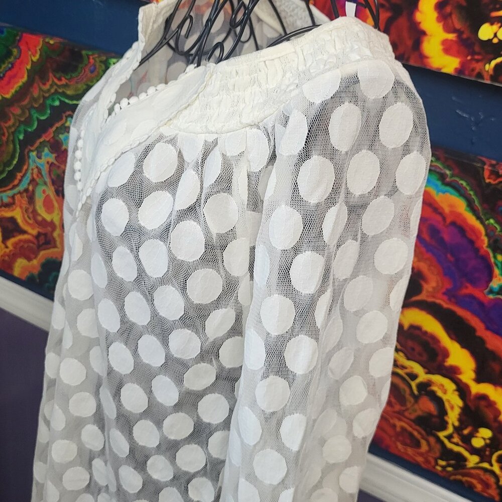 Alfani ~ Size XL ~ Semi Sheer ~ Lace ¾  Sleeve Blouse ~ Excellent Condition